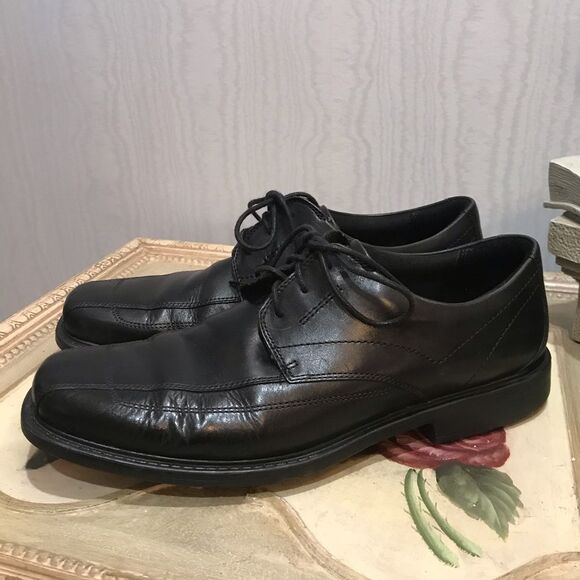 Clarks Black Leather Newman Bicycle Toe Oxfords Sz 11 - Picture 3 of 15